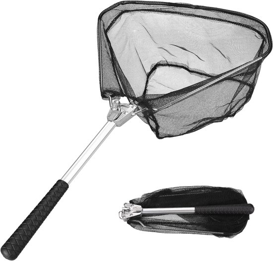 Inklapbaar Schepnet - Zwart - 51 cm - Duurzaam Nylon met Aluminium Handvat - Voor Kinderen en Volwassenen
