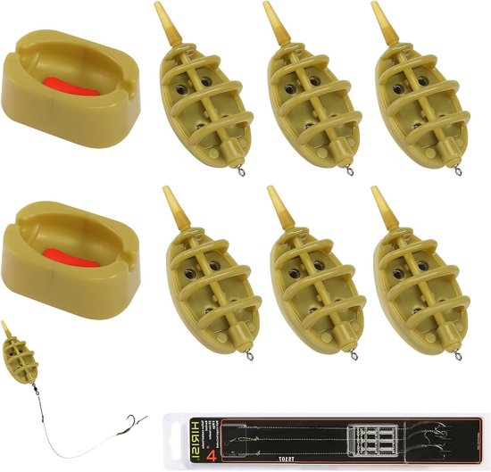 Inline Method Feeder Set voor Zoetwatervissen - 11 Stuks met Vissnoer en Accessoires voor Diverse Dieptes en Gewichten 15-60g