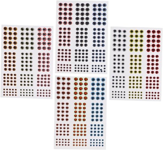 INOOMP 4 Sheets Lure Fisheye Fishing Bait Lure Eyes Glass Lure Eyes Holographic Lure Eyes Fake Bait Pupils DIY Lure Eyes Crafts Self Made 3D Plastic Fly Tying Set