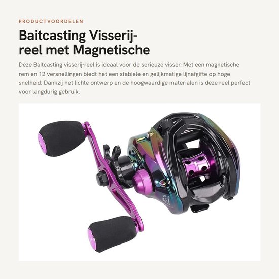 Inovra- Baitcast Reel 12 Versnellingen - Magnetische Rem - Lichtgewicht - RVS Lager - Duurzaam Metaal - Stabiliteit op Hoge Snelheid - Viswiel