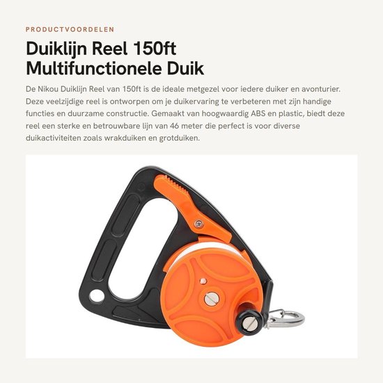 Inovra- Duiklijnhaspel 46m/150ft - Multifunctionele Duik Reel - ABS Kunststof - Handgreep - Lichtgewicht 317g - Gebruiksvriendelijke Bediening - Duikrol