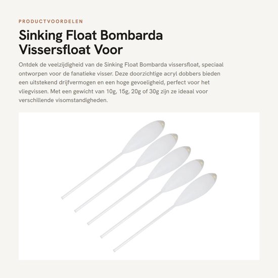Inovra- Float 5 Stuks - Zinkende Dobbers - Vliegvissen - Acryl - Lichtgewicht - Hoge Gevoeligheid - Visdobber