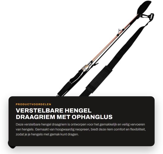 Inovra- Hengelriem Verstelbare Lengte - Draagbare Hengeldrager - Slijtvast/Antischok - Ophanglus - Hoog Elastisch - Bescherming Hengelpunt