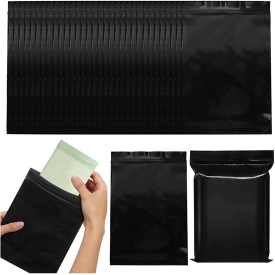 Inovra- Hygiënezakjes 100 stuks - Afsluitbare Zakjes - Vrouwelijke Hygiëne - Zwarte Ondoorzichtige Zakjes - PE-Materiaal - 10x15 cm - Afvalzakjes