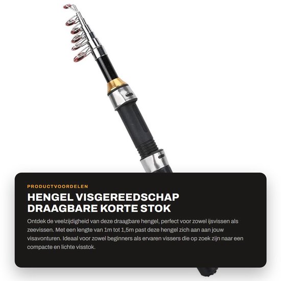 Inovra- IJshengel 1,5m - Draagbare Hengel - Antislip Handvat - Duurzaam Glasstaal - Kunstaas/Zeevishengel - Lichtgewicht 65-229g