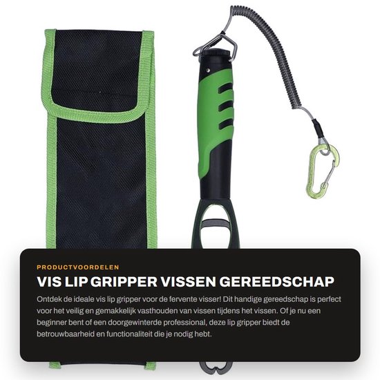 Inovra- Lipgripper Duurzaam Luchtvaart Aluminium - Rubber Handvat - Vissen Gereedschap - Opbergtas - Hoog Elastisch Handtouw - Corrosiebestendig - Visgrijper