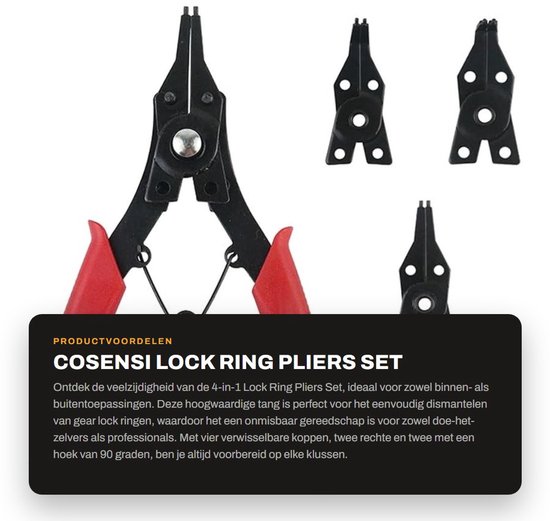 Inovra- Lockring Tang 4-in-1 - Oogjestang - Zeilringtang - Hoogwaardig Gereedschap - Roestvrij Staal - Antislip Handvatten - Ringtang