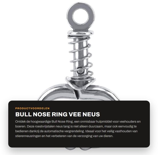 Inovra- Neusring Hoogwaardig Roestvrij Staal - Bull Neusring - Automatische Vergrendeling - Dierenarts Accessoire - Duurzaam - Glad Oppervlak - Runderneusring