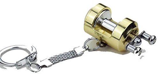 Inovra- Sleutelhanger Miniatuur Trolling Reel - Visswiel Hanger - Decoratieve Sleutelhanger - Duurzaam Metaal - Cadeau voor Vissers - Glanzend Design - Visaccessoire
