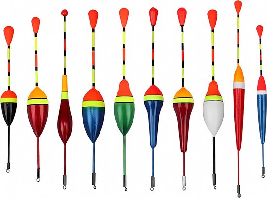 Inovra- Vissen Dobbers Set van 10 - Forellen Dobbers - Antislip Drijvers - Hoogwaardig Schuim - Lichtgewicht - Heldere Kleuren voor Zichtbaarheid - Visboei