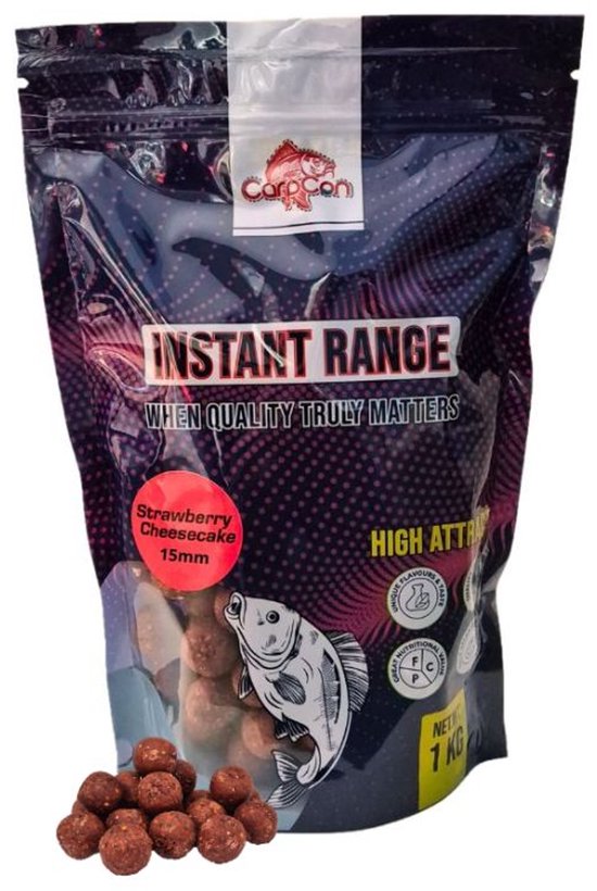 Instant Range Boilies 'Strawberry Cheesecake' 15mm - 1kg - Readymade - Karper aas - Lokvoer van Merkloos