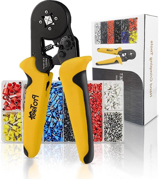 Insulated Crimping Pliers - Clamp 0.25-10 mm² - 1200 Pieces Cable Connectors - Plier + Cord-End Ferrules van Merkloos
