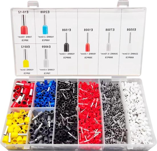 Insulated Ferrules Set - 2000 Pieces, 0.5mm² - 10mm² Wire Connection Assortment van Merkloos