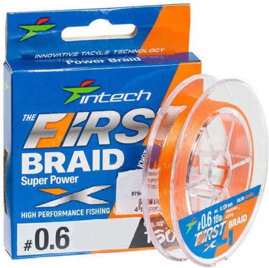 Intech FIRST Braid PE X4 1.2 - gevlochten lijn voor roofvis - 100m - oranje