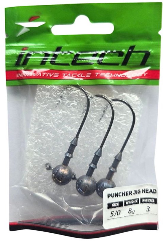 Intech Puncher Jighead Haakmaat 5/0 - 8g - 3 stuks - Loodkop voor Roofvissen - voor Shads & Softbaits