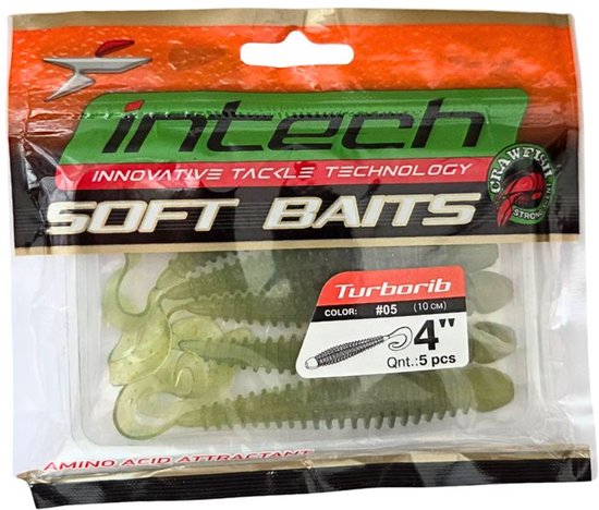 Intech Turborib Softbait 4'' - 10cm - 5 stuks - Shad kleur #05 - Softbait voor Roofvissen