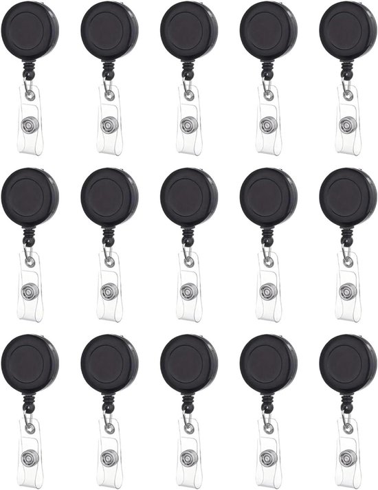 Intrekbare Badgehouders - Badge Haspels - Sleutels Beveiligen - Met Nylon Touw - 70 cm - Zwart