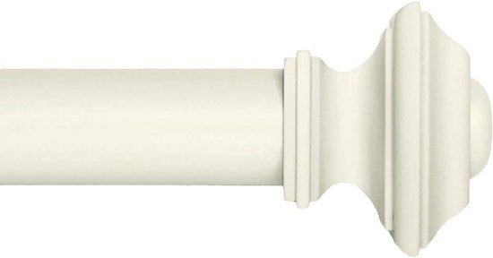 Ivilon Draperie Behandeling Gordijn Staaf - Vierkant Ontwerp 1 1/8 Staaf. 120 tot 240 Inch - Ivoor/Wit