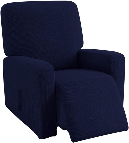 Jacquard Stoelhoes voor Relaxfauteuils, Rekbare Fauteuilhoezen, Elastische Bescherming voor TV Fauteuils in Donkerblauw