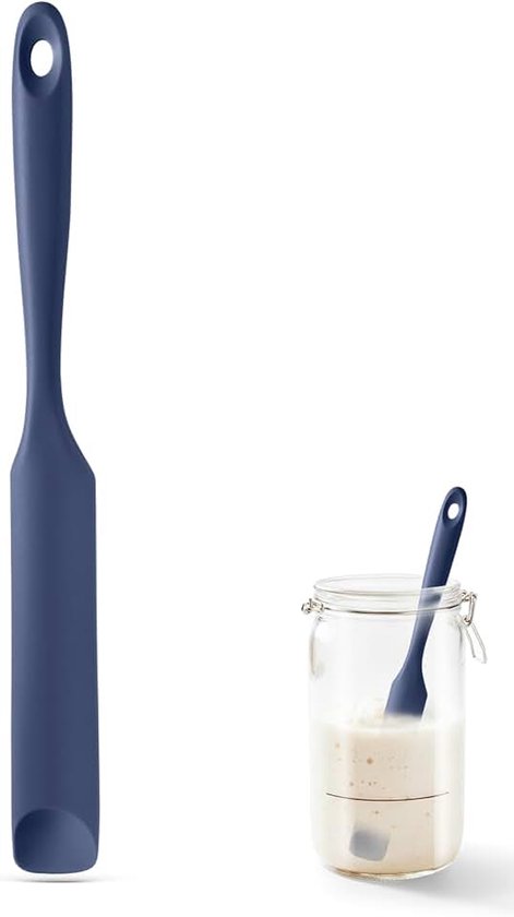 Jar Spatula,Voedselveilig Kleine Siliconen Spatel (Middernachtblauw | Flexibele Lepelvormige Punt en Stevige Kern voor het Mengen,Schrapen en Smeren van Zuurdesemstarter Pindakaas Jam en Slagroom