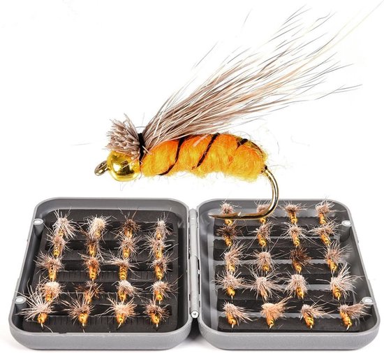 Jas - fly fishing bait set - box nymph wet fishing - dry flies voor trout bass salmon - ideaal voor fresh en saltwater