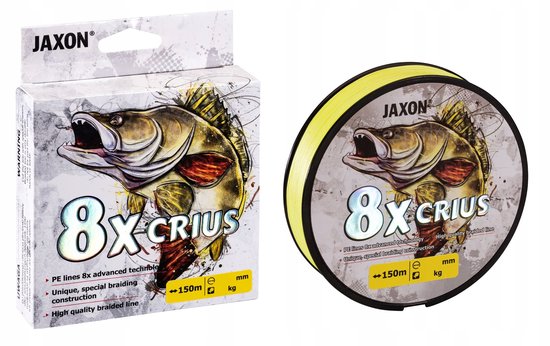 Jaxon Crius 8X Fluo Visdraad 0.08mm 150m - Zichtbaar Geel voor Baars van Jaxon