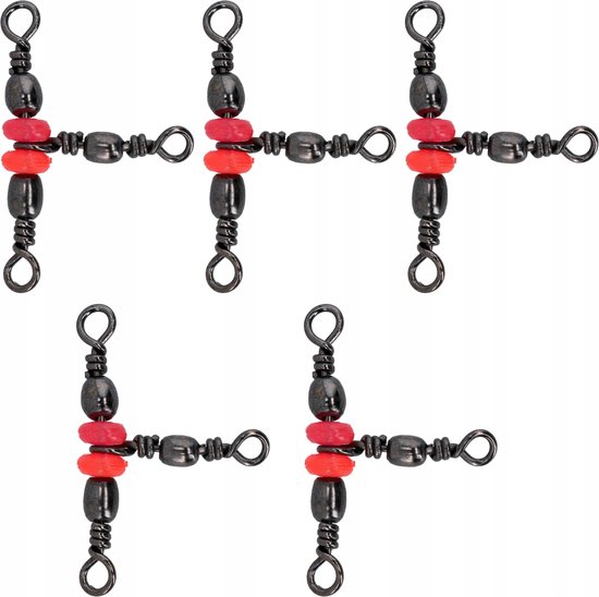 Jaxon Set: 5x Triple Swivels met Kralen R16 voor Vissen
