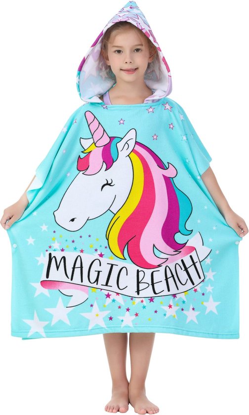 JAXY Badcape Baby - Badcape - Baby Badjas - Omslagdoek - Omslagdoek - Baby Handdoek Met Capuchon - Strandhanddoek - Badponcho - Poncho Handdoek - Microfiber - 60x90cm - Unicorn van JAXY