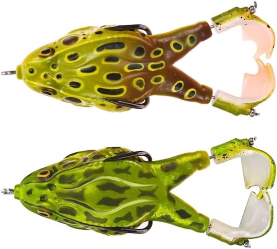 JeiibrZui Double Propeller - 9 Cm - 2 Stuks - Realistische Siliconen Kikker Aas - Voor Snoek Baars en Snoekbaars in Meren Rivieren en Kustwater