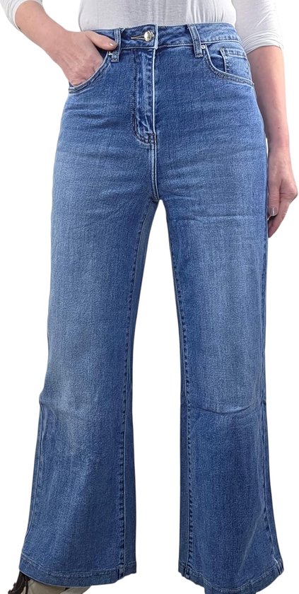 JEWELLY Brede pijpen flared jeans | damesbroek met wijde pijpen | Classic 5 Pocket