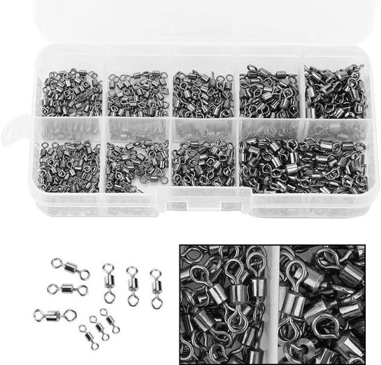 JGS Premium - 210-delige set met ringen voor vissen - RVS ringen in plastic doosje van Merkloos