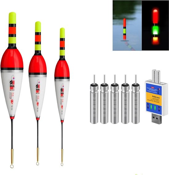 JGS Premium - LED dobbers 6g/8g/9g slim met zwaartekrachtsensor en metalen basis, visaccessoires voor meer, rivier of vijver van JGS