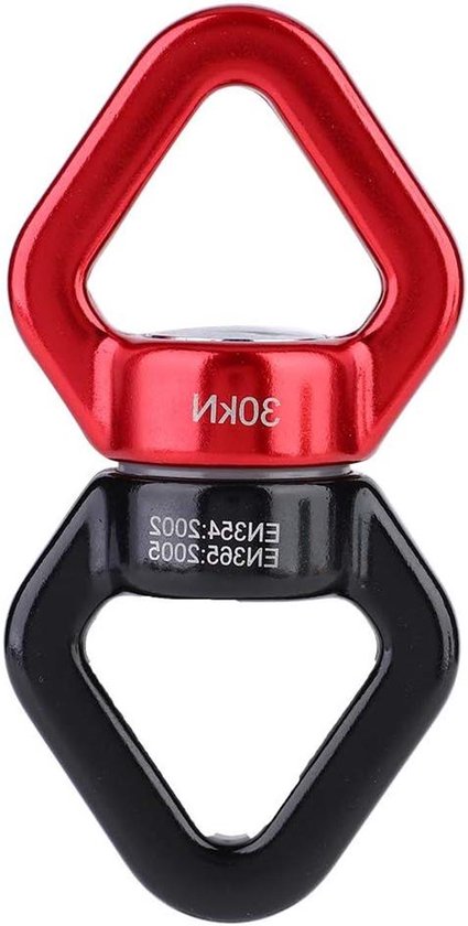 JGS Premium - Swing Swivel Katrol Wiel voor Rotsklimmen - 30 KN - Caster Rotatieapparaat - Touw Swivel Connector - Roodachtig Zwart