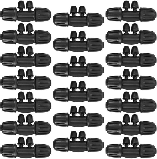 Jhubersproducts - 1/2 Inch naar 1/4 Inch Tubing Irrigation Fittings - Anti-lek Lock Barbed Tee Connectors - Zwart - Drip Irrigation Connectors - 20 St