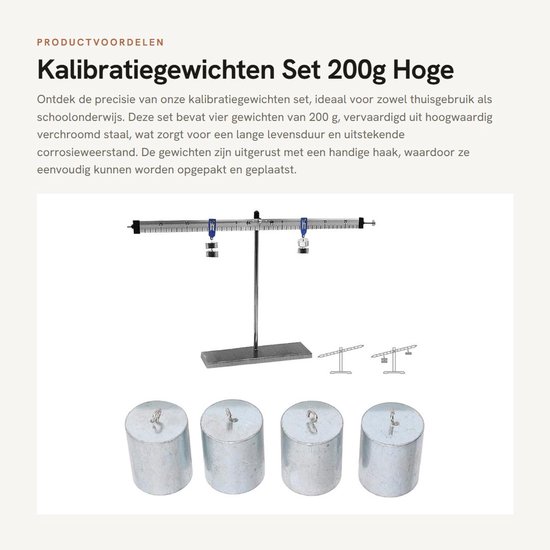 Jhubersproducts - Kalibratiegewichten Set - 200g - Hoge van Jhubersproducts