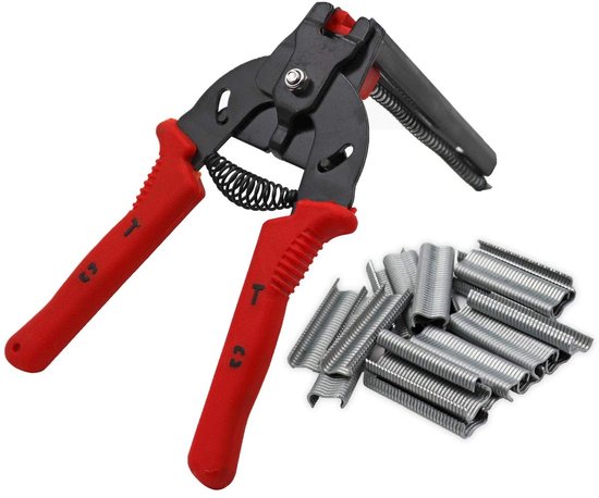 Jhubersproducts - Pig Ring Pliers - M Clip Pliers - Ergonomisch en efficiënt - Rood - Bird Mesh Cage - Voor het bevestigen van gaas - 600 clips