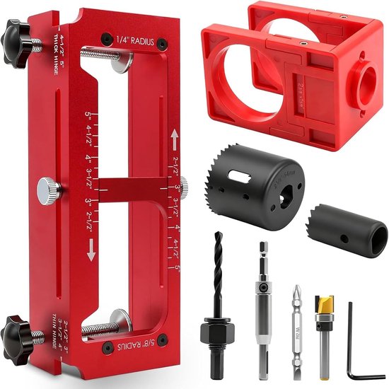 Jig Lock Installatiekit, Aluminiumlegering met Antislip Siliconen Pads Router Jig voor 2,5-5 in Scharnieren Compleet Deurscharniergereedschap voor Liefhebbers