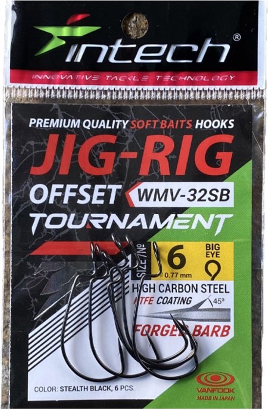 Jig-Rig Offset Hooks #8 - 6 stuks - PTFE Gecoat - Micro Barb - Voor Softbaits en Zachte Aassoorten - Roofvis Vishaken van Kolpo