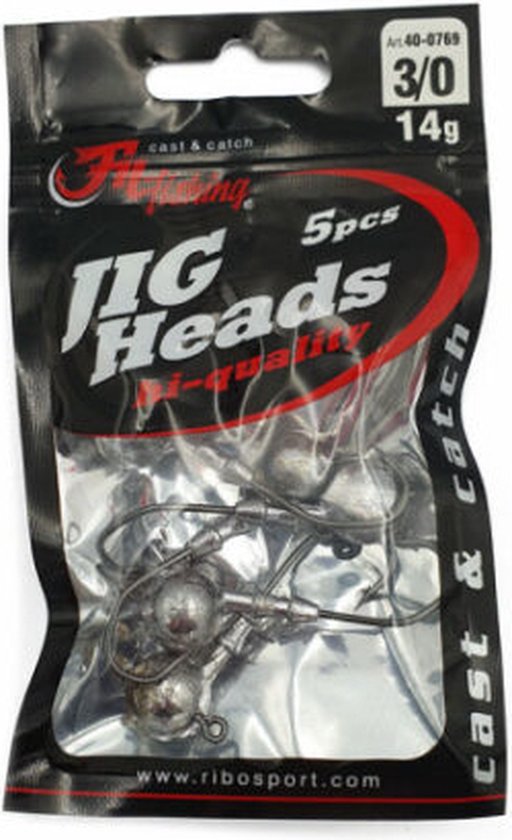 Jighead - 10g - Haakmaat 3/0 - 5 stuks - Loodkop voor Roofvissen - voor kunstaas Shads & Softbaits van Beskytt