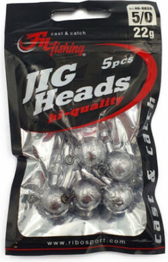 Jighead - 20g - Haakmaat 5/0 - 5 stuks - Loodkop voor Roofvissen - voor kunstaas Shads & Softbaits van Jiggy Jigs