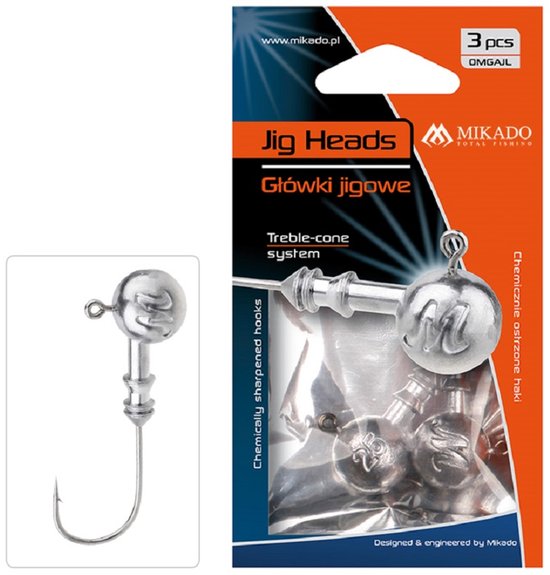 Jigkop | Aberdeen | 2g-1 BN | 3 stuks | Mikado | Jig Head | Aberdeen | 2g | 1BN | 3 pcs | TREBLE-CONE SYSTEM | Chemically sharpened hooks van Mikado