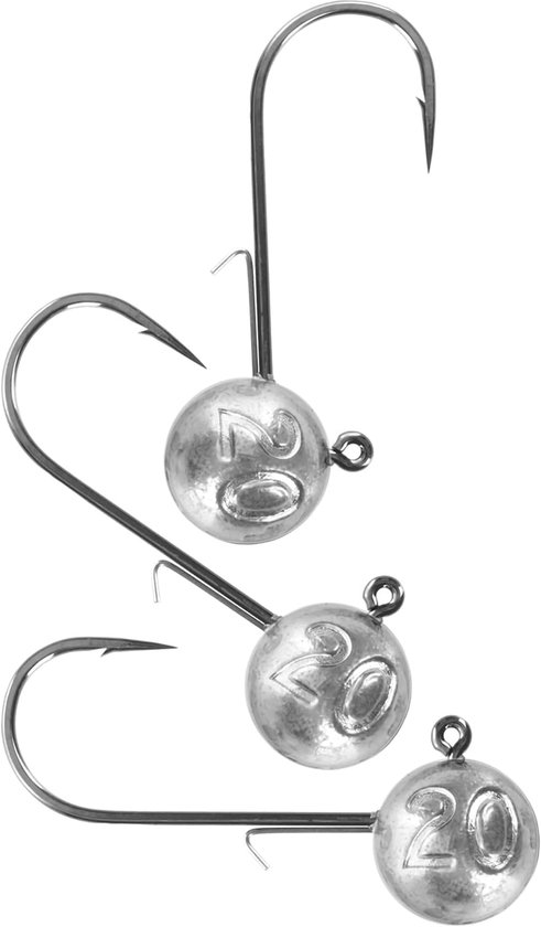 Jigkop met Haak voor Snoekbaars, Snoek en Baars, Vishaak, 3 st. - Voor Softbaits, Spinvissen, Sterke Haak, Loodkop, Roofvissen