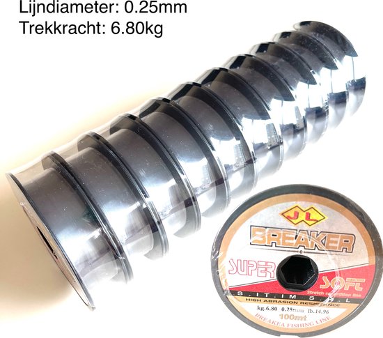 JL BREAKER Vislijnen - 0.25mm - Visdraad - Vislijn nylon - Transparant - 10 rollen - 1000 meters van JL BREAKER