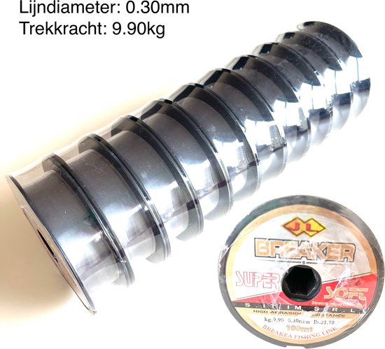 JL BREAKER Vislijnen - 0.30mm - Visdraad - Vislijn nylon - Transparant - 10 rollen - 1000 meters van JL BREAKER