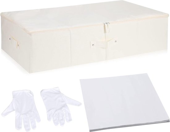 Jurk Opbergdoos - Bruiloft Kleding - Trouwjurk Bewaren - Zuurvrij Papier - 71 x 40 x 17.5 cm - Beige Wit