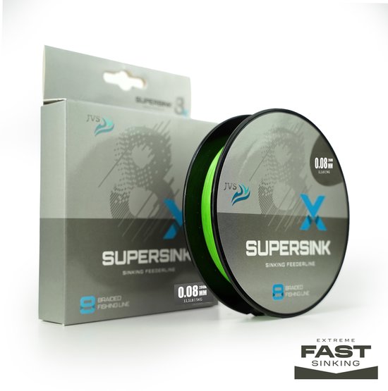 JVS SuperSink 8-Braid - Feederline - 200m - 0.10mm - 8kg - Sinking van Merkloos