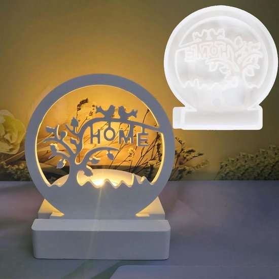 Kaarsvormen van siliconen met letters Home, Tree of Life Candle siliconen vormen, kaarsvormen, doe-het-zelf kaarsenset, 3D-siliconen kaarsenhouder, siliconen gietvormen