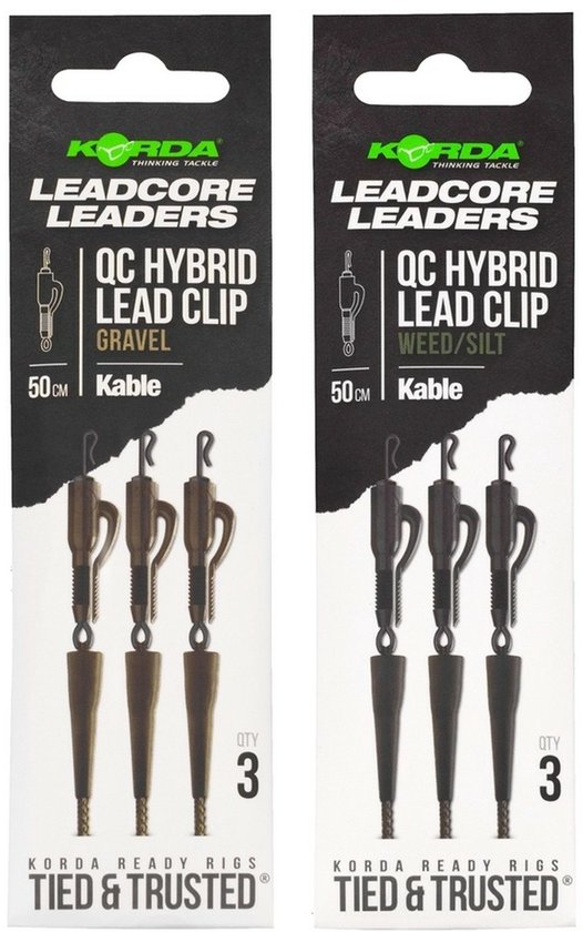 Kable Leadcore Leader Hybrid Lead Clip QC Swivel Korda van Merkloos