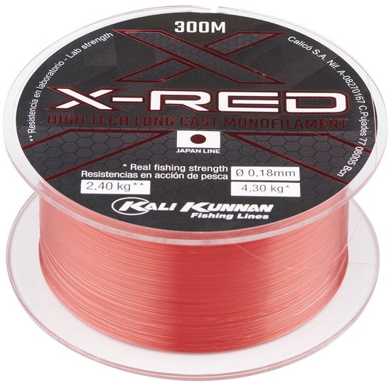 Kali Kunnan X-red Monofilament 300 M Rood 0.450 mm van Kali Kunnan