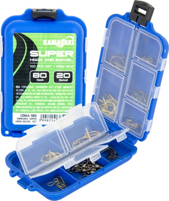 Kamasaki - 100 stuks - haken en swivel set - Witvis haken - Inclusief hakendoos van Merkloos